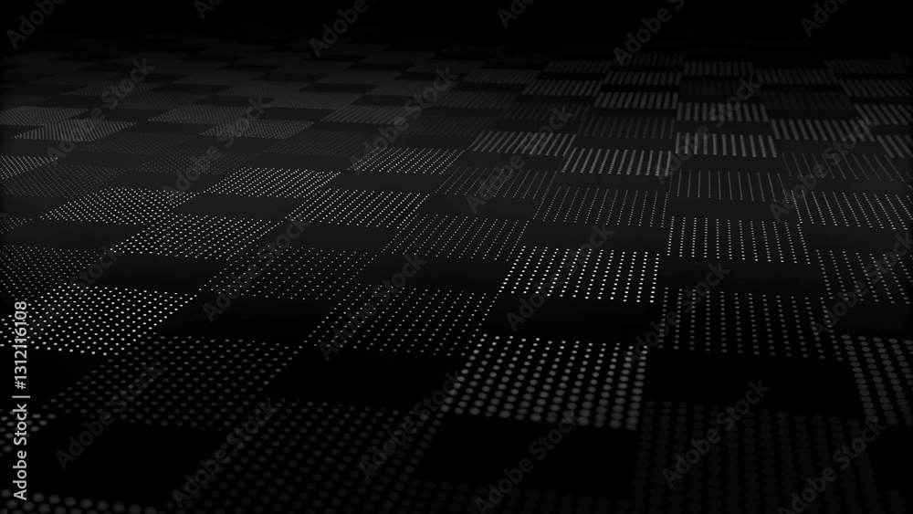 Poster Corrupted network or connection. Abstract digital background of points. Glowing particles. Big data. Abstract technology science background. futuristic abstract technology particle