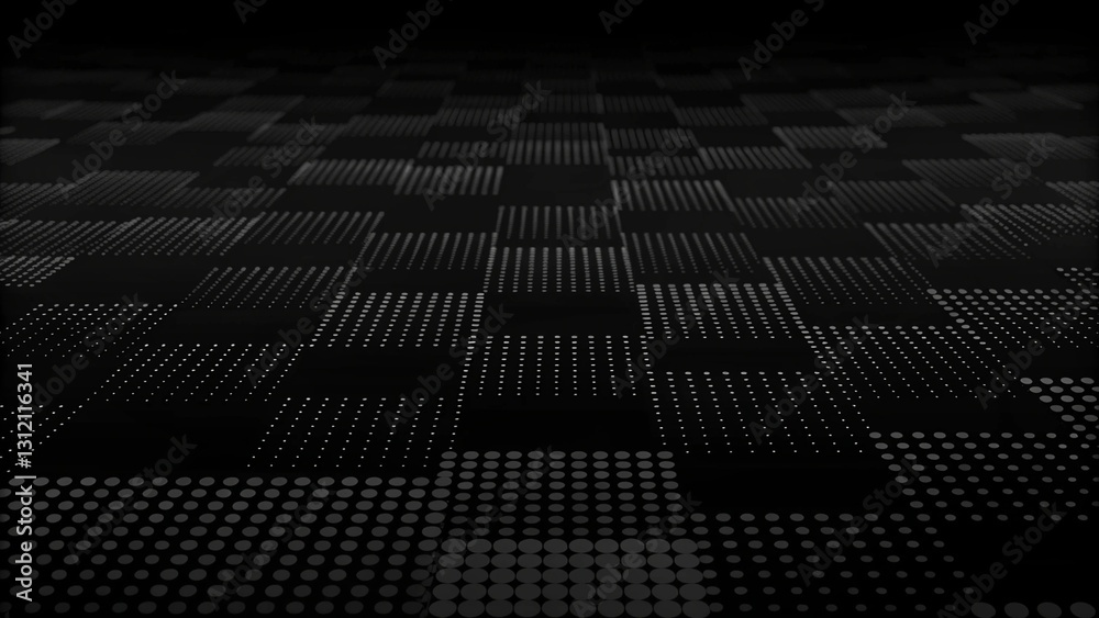 Poster Corrupted network or connection. Abstract digital background of points. Glowing particles. Big data. Abstract technology science background. futuristic abstract technology particle