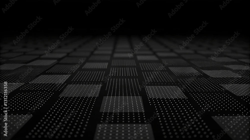 Poster Corrupted network or connection. Abstract digital background of points. Glowing particles. Big data. Abstract technology science background. futuristic abstract technology particle