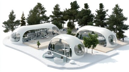 Obraz premium Futuristic Bubble Houses in a Forest