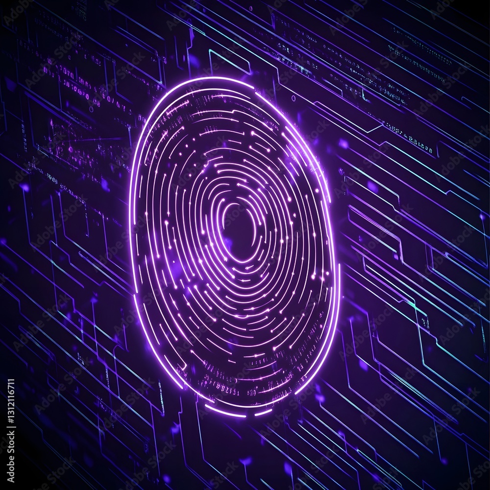 Aufkleber Glowing Spiral Fractal Vortex   Futuristic Digital Art Abstract Background with Radial Patterns Electromagnetic Energy and Mesmerizing Motion