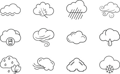 Weather Icons Clouds, Rain, Wind, Snow, and More