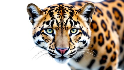 Fototapeta premium Close Up Jaguar Portrait with Intense Gaze and Striking Markings