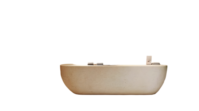 Creamy Oval Counter Isolated on White