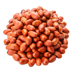 Pile of red peanuts roasted isolated on transparent background
