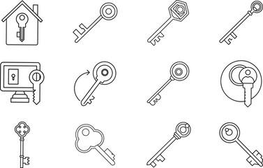 House Keys, Digital Keys, Security, Access, Locks, Icons, Symbols, Privacy, Protection, Safety