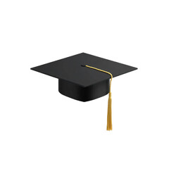 Black graduation cap isolated on transparent background