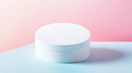 Blank white cosmetic container on a pastel background