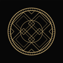 mysterious golden magical circle logo abstract