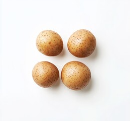 Fototapeta premium Fresh Organic Potatoes on White Background Ideal for Food Photography and Culinary Illustrations