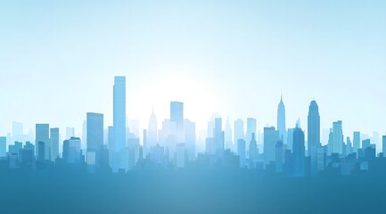 Fototapeta premium Blue Cityscape Silhouette