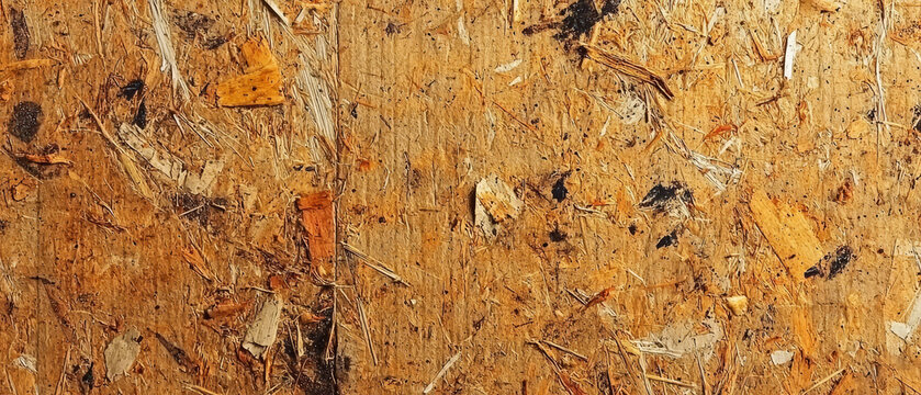 Wood chipboard texture:  Brown, tan, and beige wood fibers compressed together
