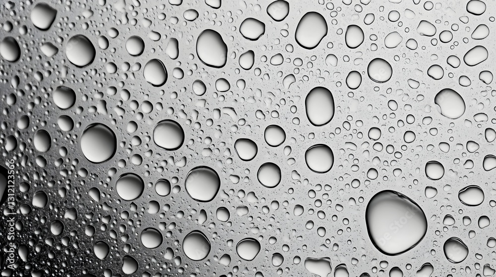 Leinwandbilder macro photography of water droplets and condensation on a glass or transparent surface creating an abstract and minimalist black and white pattern with a sense of natural elegance and purity