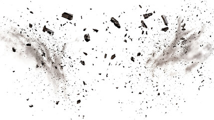 Flying Debris Set with Dust Isolated in transparent