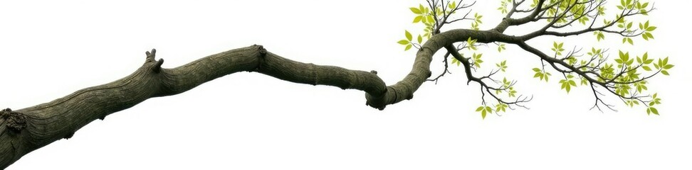 Fototapeta premium Twisted tree branch on white background isolated, single, nature, forest
