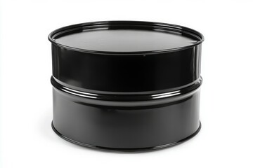 Black steel barrel on white background. AI generated