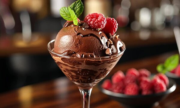 chocolate raspberry martini float with ice cream orbit left video