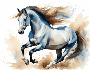 Naklejka premium Elegant Watercolor Horse Painting – Artistic and Expressive Brushstrokes
