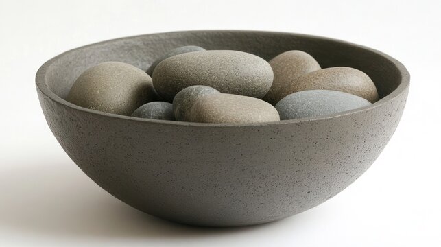 Gray bowl filled with stones