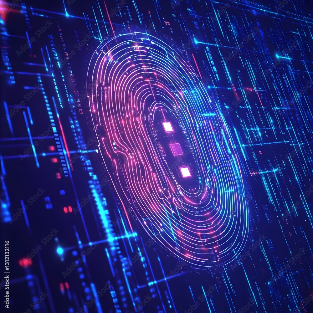Poster Mesmerizing abstract background with a captivating cyberpunk inspired swirl of neon energy digital signals and futuristic technology