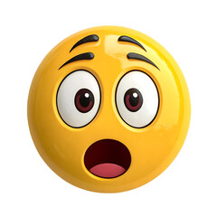 A big yellow color mind blowing emoji illustration on white background. big eyes and open mouth yellow emoji illustration on white. High quality emoji.