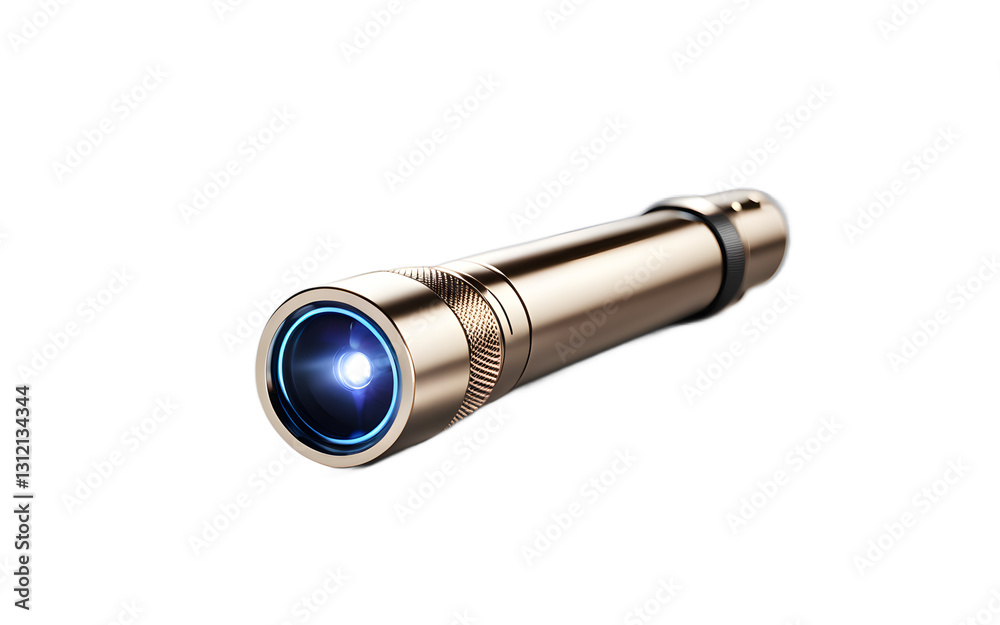 Poster A laser pointer with a sleek metallic body, isolated on a empty plain background
