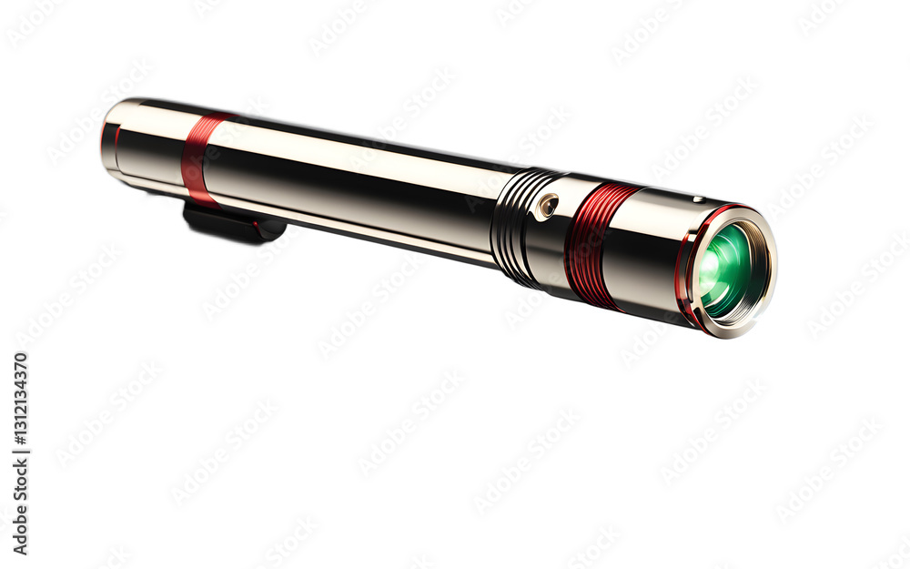 Aufkleber a laser pointer with a sleek metallic body, isolated on a empty plain background