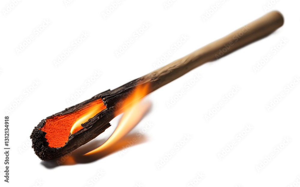 Poster A match for starting a fire, isolated on a empty plain background