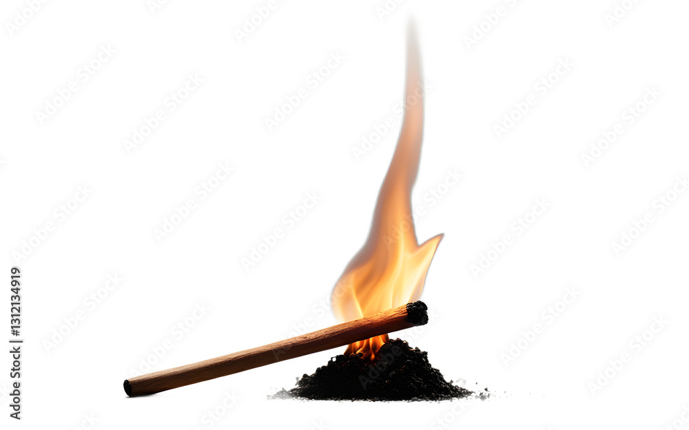 Poster A match for starting a fire, isolated on a empty plain background