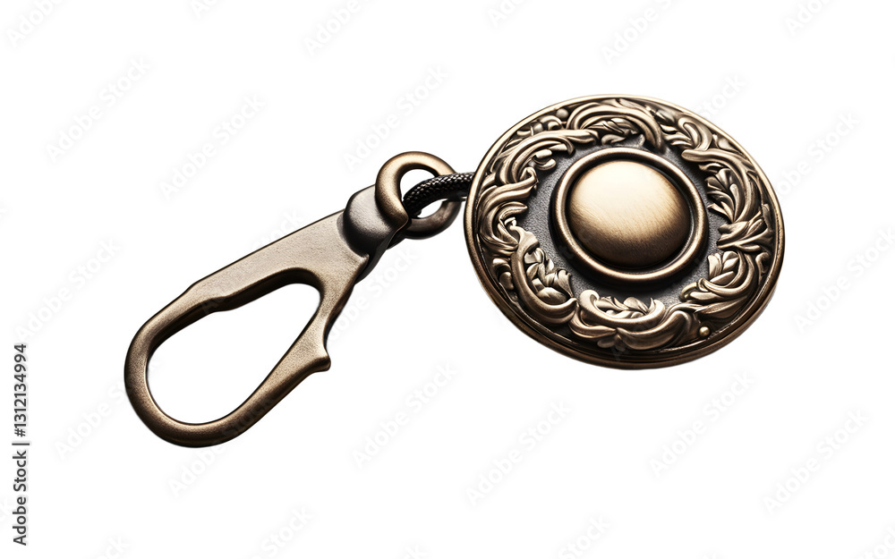 Poster A metal buttonhook used for fastening buttons, isolated on a empty plain background