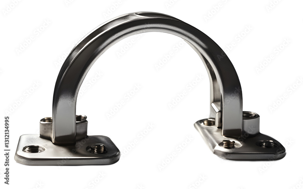 Poster A metal bracket for securing objects, isolated on a empty plain background