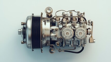 Detailed view of a vintage engine
