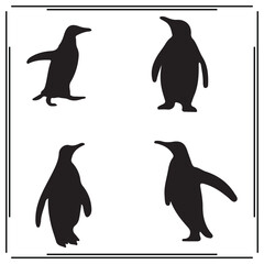 Fototapeta premium Penguin silhouette, Penguin illustration , Penguin clipart, Penguin vector , Penguin icon , black Penguin, Penguin illustration on white background, Penguin vector illustration , 
