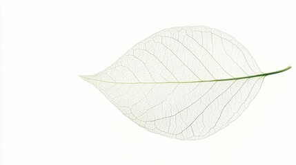 Obraz premium A soft green leaf drifting isolated on a white background.