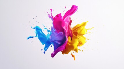 Obraz premium Colorful Paint Splashes on White Background
