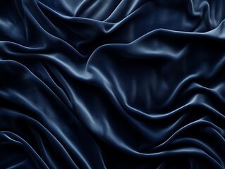 Obraz premium Navy velvet fabric with flowing draping and intricate textures design