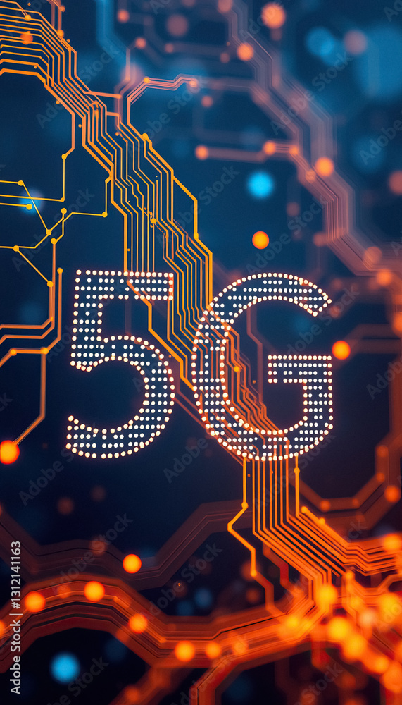 Leinwandbilder high speed data network illustration with circuit board and illuminated concept of 5g technology