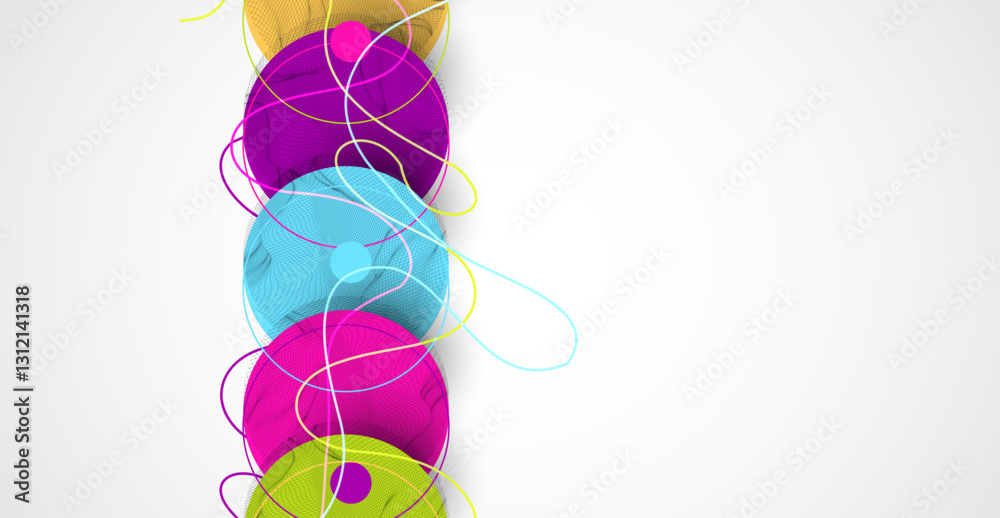 Poster Abstract colored background.  Wireframe circles. Modern science or technology art elements. Surface illustration. Vector.
