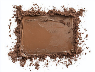 Mud Stains and Splatter: Isolated Textured Frame for Creative Designs, chocolate powder on white background