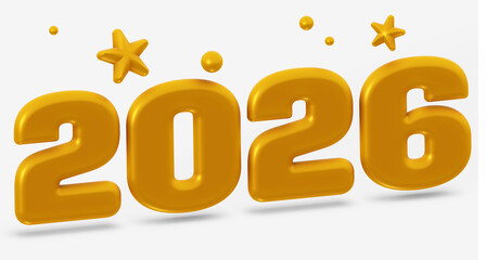Bright Golden 2026 Numbers with Decorative Stars