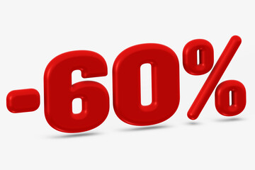 Eye-Catching three-dimensional 60 Percent Discount in Bright Red Color