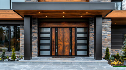 Modern Wooden Front Door Entryway