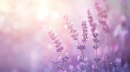 Fototapeta premium Lavender field bathed in sunlight