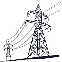 Transmission electrical pylons power line art vector silhouette