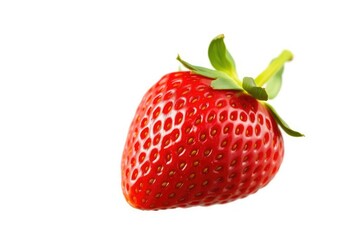 Single ripe strawberry, vibrant red, juicy, isolated, isolated, closeup