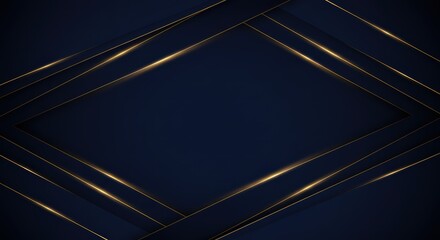 Luxury lines and gold lines on blue abstract banner background. Space for copying text. Luxury background, banner design style.