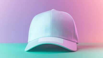 Fototapeta premium Blank white baseball cap on a vibrant background