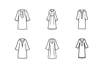 kaftan sketch line art vector illustration