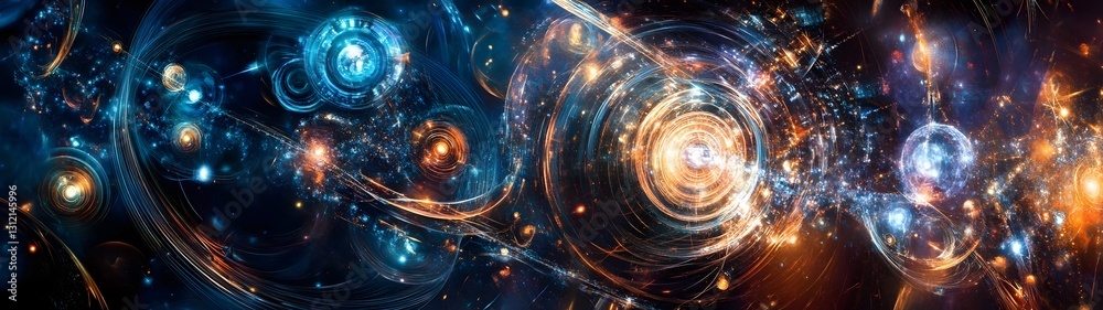 Poster Spectacular abstract image depicting a vibrant cosmic explosion of colorful celestial energies swirling and pulsating in the mysterious depths of the universe  The dynamic