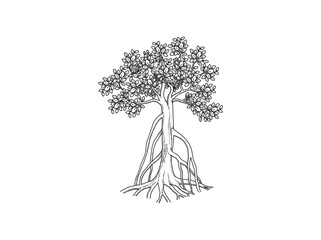 Vector illustration  mangrove tree roots in a hand-drawn style